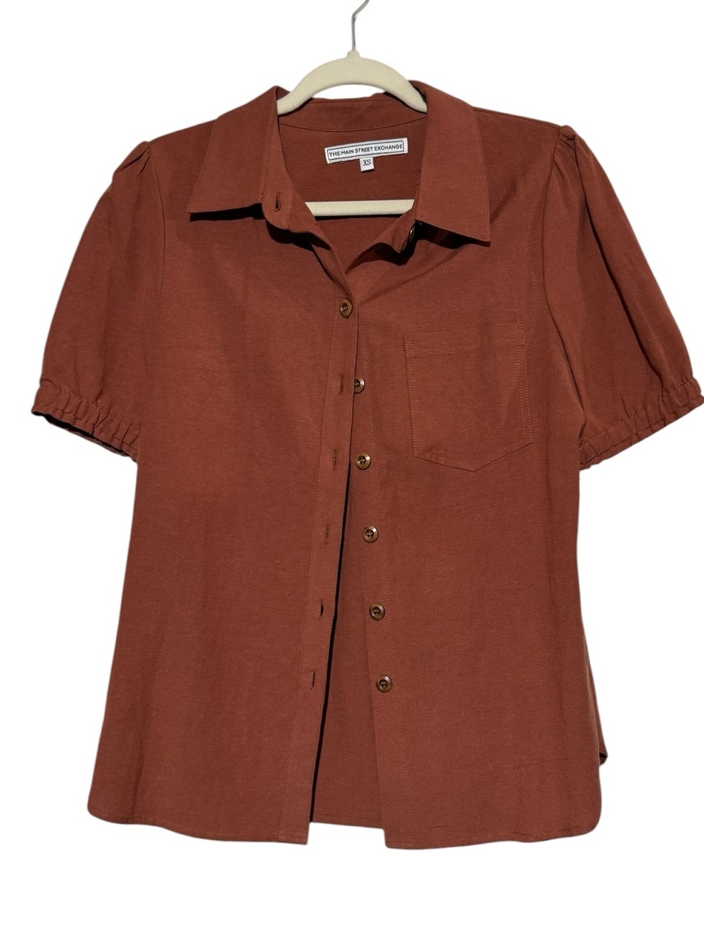 Main Street‎ Exchange button Up Blouse Size XS Linen Cotton Cottagecore Fall